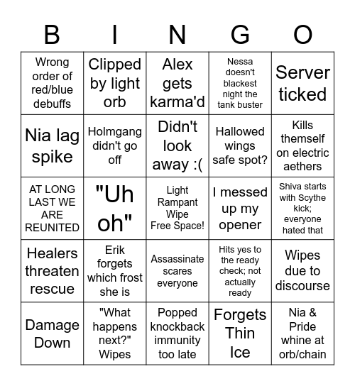 E8S Prog Bingo Card