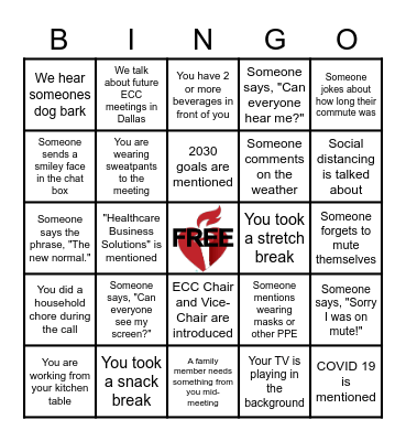 ECC Virtual Meeting BINGO Card