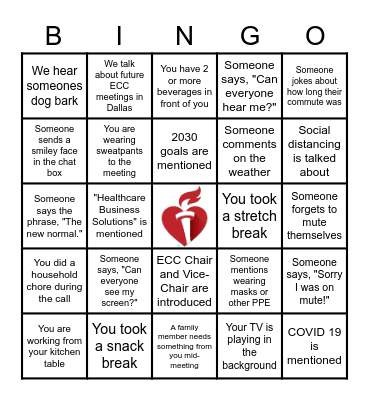 ECC Virtual Meeting BINGO Card