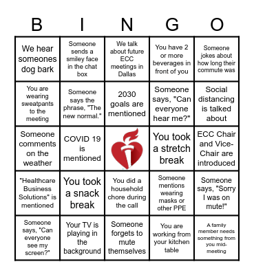 ECC Virtual Meeting BINGO Card