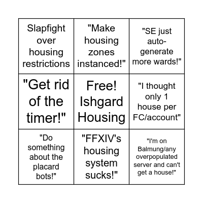Housing Bingo Card