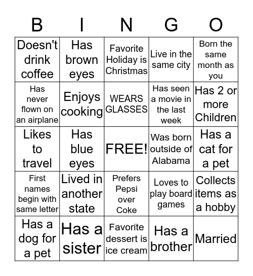 AUTOGRAPH BINGO Card