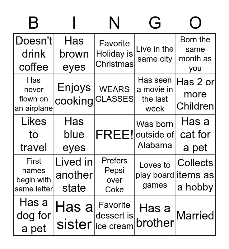 AUTOGRAPH BINGO Card