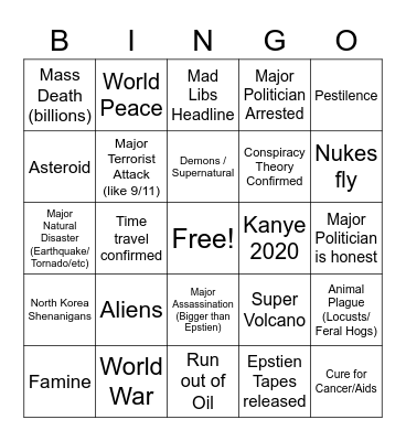 2020 Bingo Card