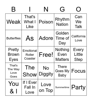 DeAlva 50th R&B Bingo Card