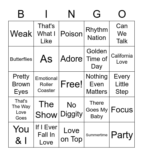 DeAlva 50th R&B Bingo Card