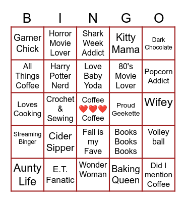 Geekette Fairy Bingo Card