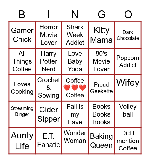 Geekette Fairy Bingo Card