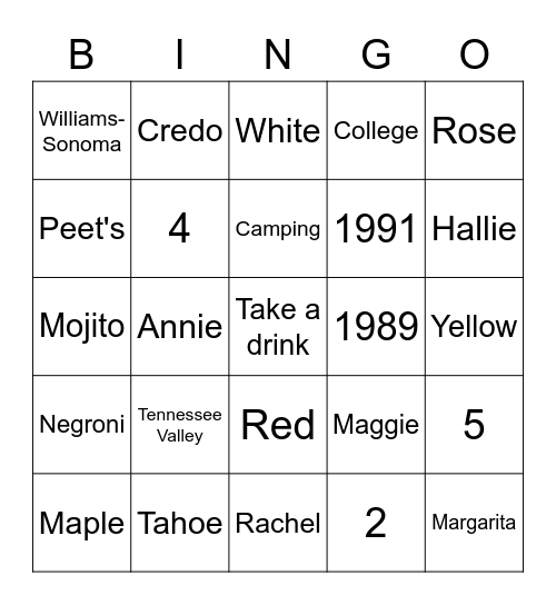 Kristen! Bingo Card