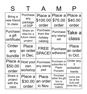Holiday Bingo Contest (runs from Oct. 1 - Dec. 31) Bingo Card