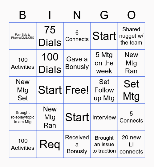 Sales Bingo Card