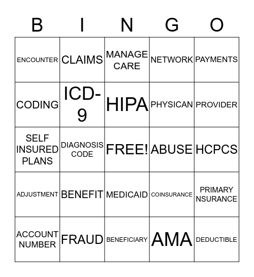 MBC/HCR Bingo Card