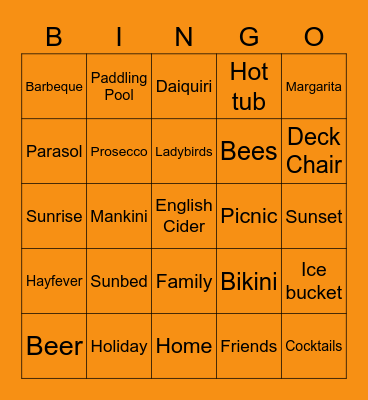 SummerAt Home Bingo Card
