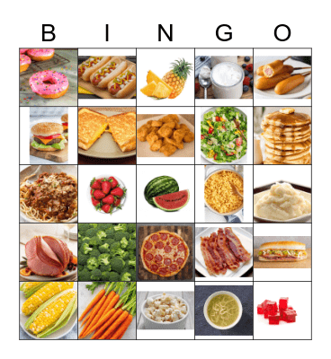 Food Bingo Card