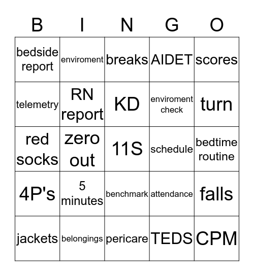 Rockstar NA Bingo Card