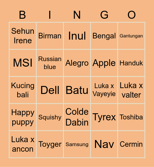 Lulu Bingo Card