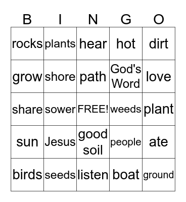 The Sower Bingo Card