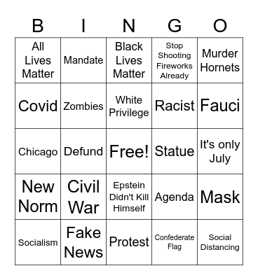 It's only July 6th Bingo Card