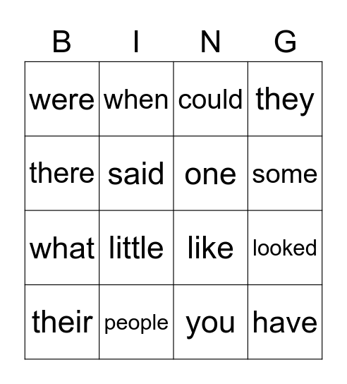 tricky word bingo Card
