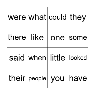 tricky word bingo Card