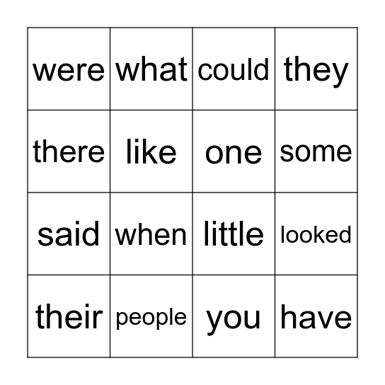 tricky word bingo Card