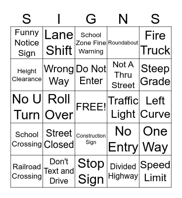 Safety Week BINGO Card