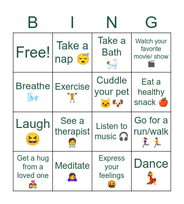 How Do You Manage Your Stress? Bingo Card