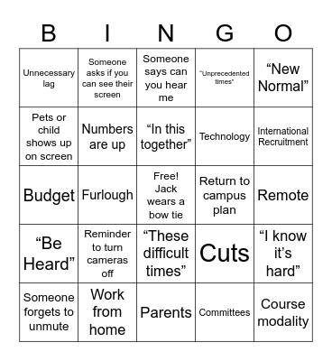 Town Hall Bingo Card