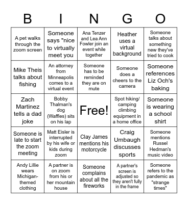 Summer 2020 Bingo Card