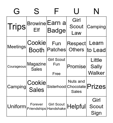 Brownies Bingo Card