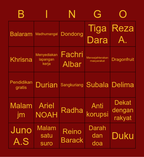 Juju. :3 Bingo Card