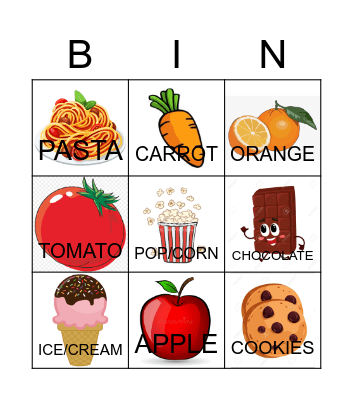 Food kinder Bingo Card