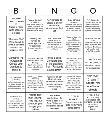 Dear Yeti Bingo Card