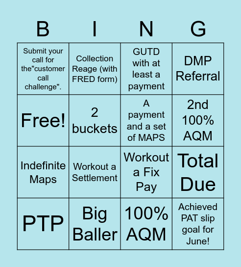 Backline Bingo !! Bingo Card