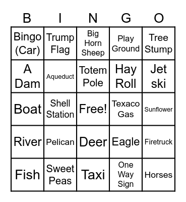 Tonasket Trip Bingo Card