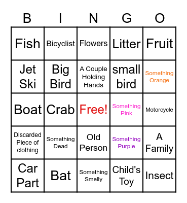 Neighborhood Walk Bingo Card