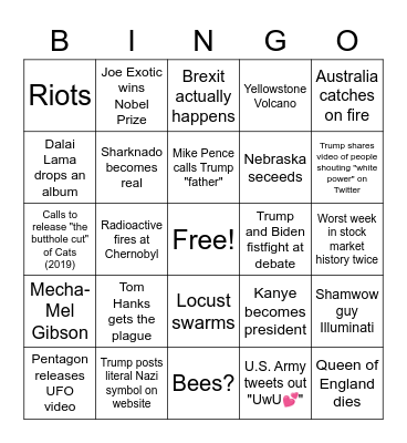 2020 Bingo Card