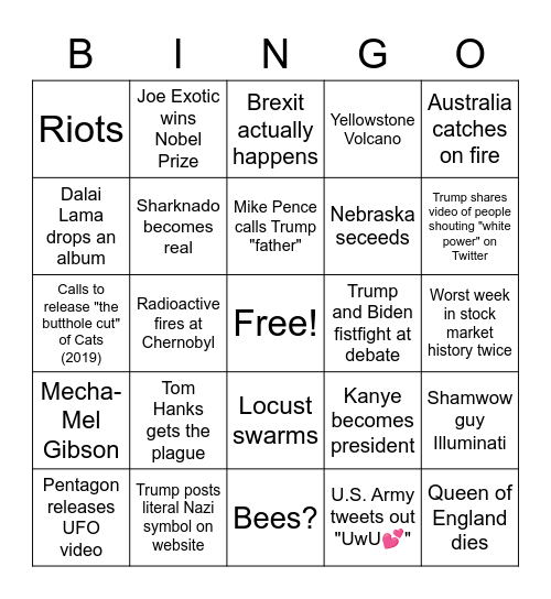 2020 Bingo Card