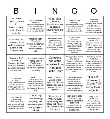 Dear Yeti Bingo Card