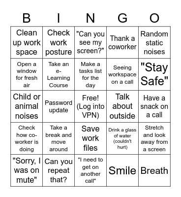 SIE Bingo Card