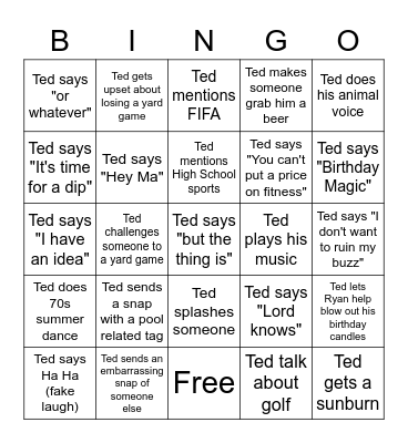 Ted Bingo Card