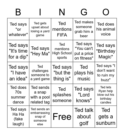 Ted Bingo Card