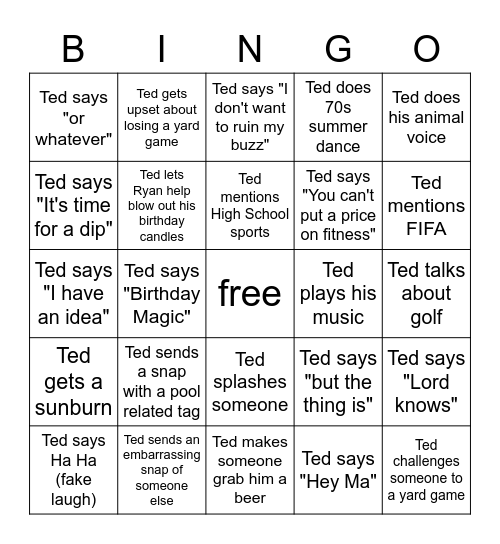 Ted Bingo Card