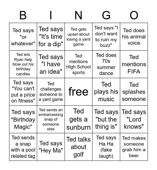 Ted Bingo Card