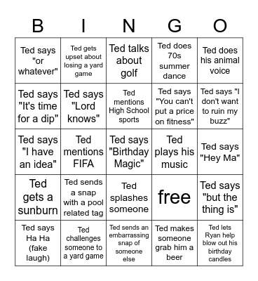Ted Bingo Card