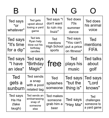 Ted Bingo Card