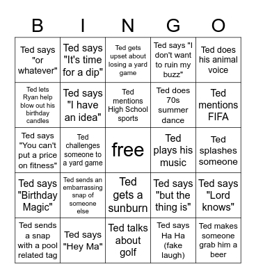 Ted Bingo Card