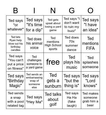 Ted Bingo Card