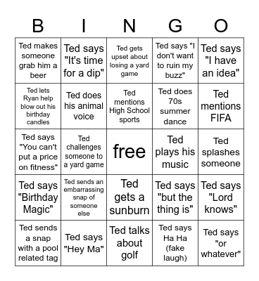 Ted Bingo Card