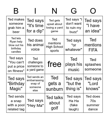 Ted Bingo Card